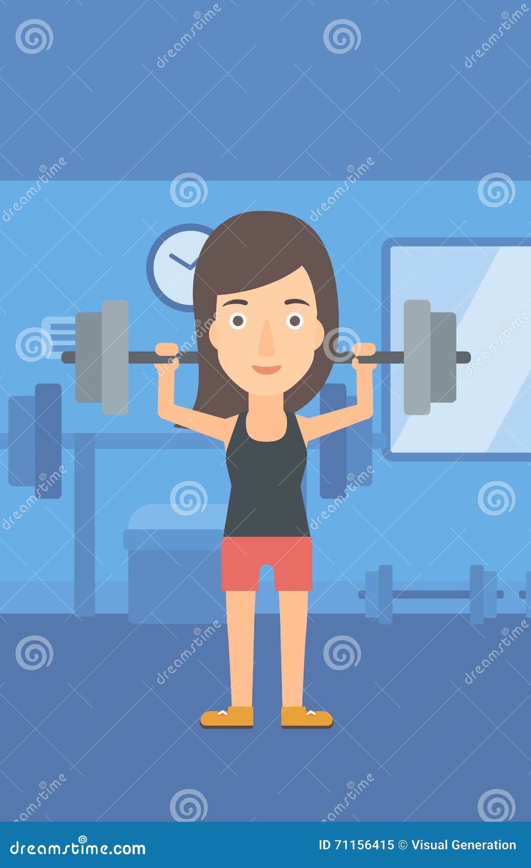 Woman lifting barbell. stock vector. Illustration of athlete - 71156415