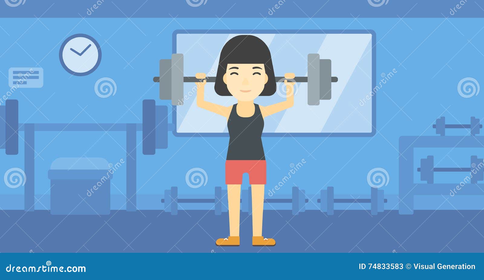 Woman Lifting Barbell Vector Illustration. Stock Vector - Illustration ...