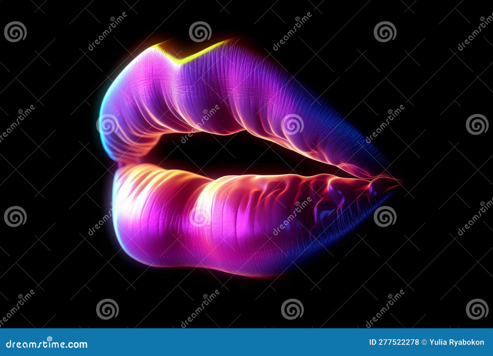 Woman Lips Neon. Generate Ai Stock Illustration Illustration of cover