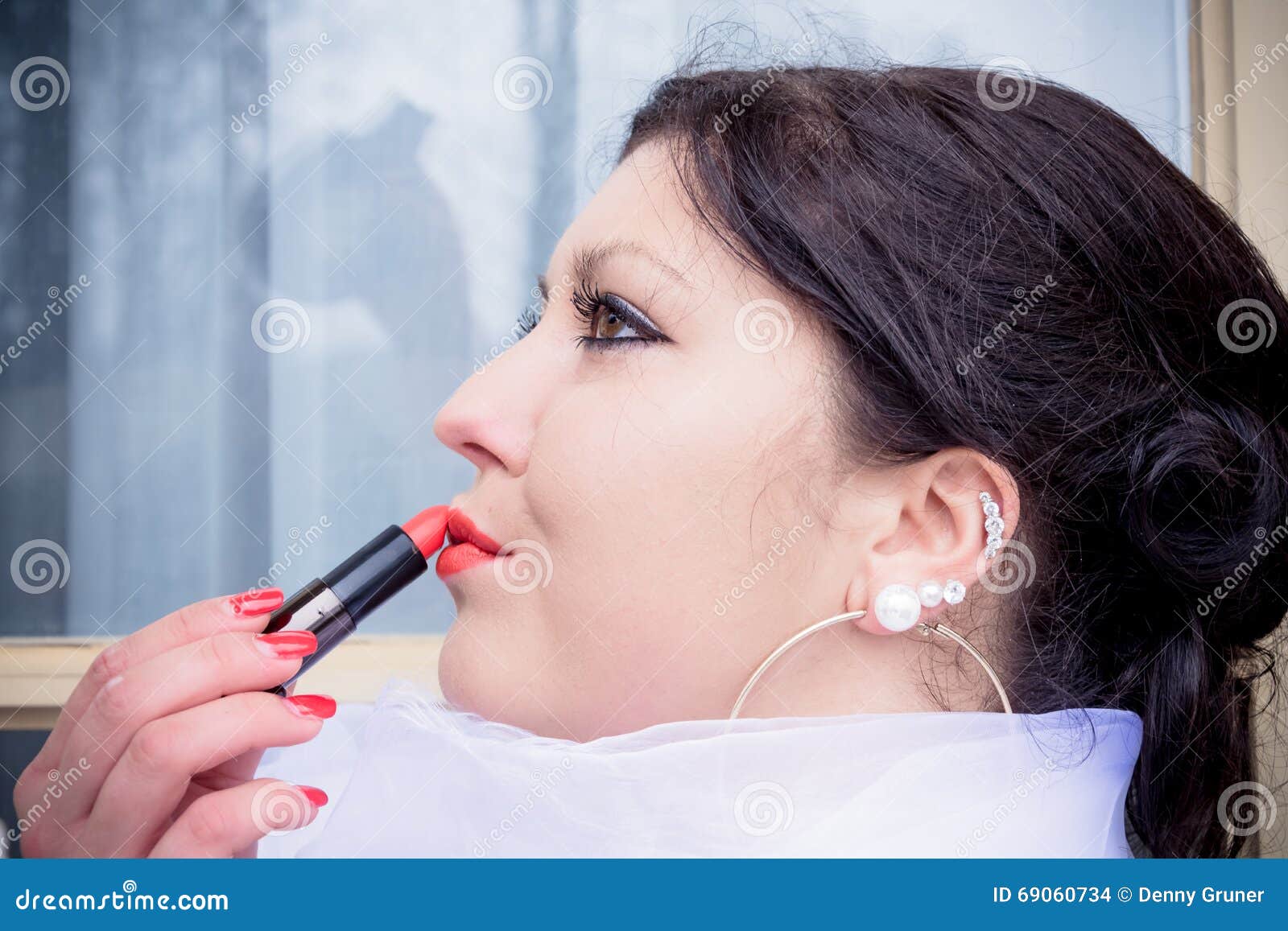 Woman with lipstick stock photo. Image of female, girl 69060734