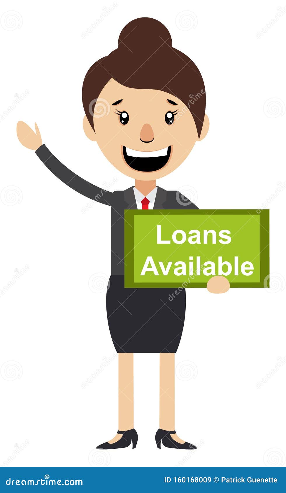 Woman with Loans Available Sign, Illustration, Vector Stock Vector