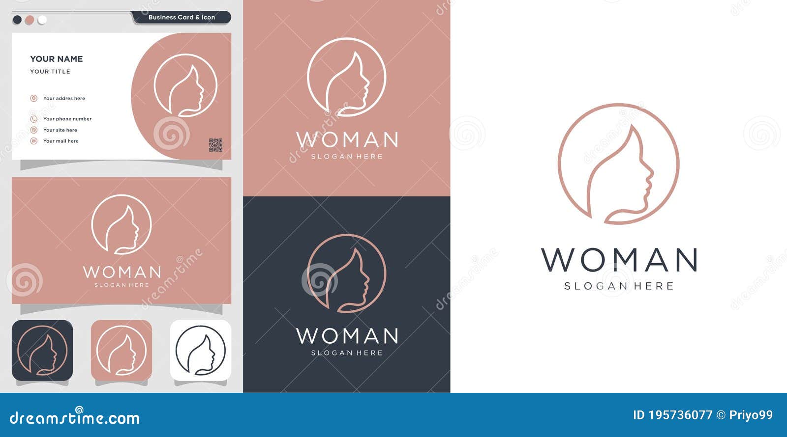 Premium Vector  Woman beauty logo with business card