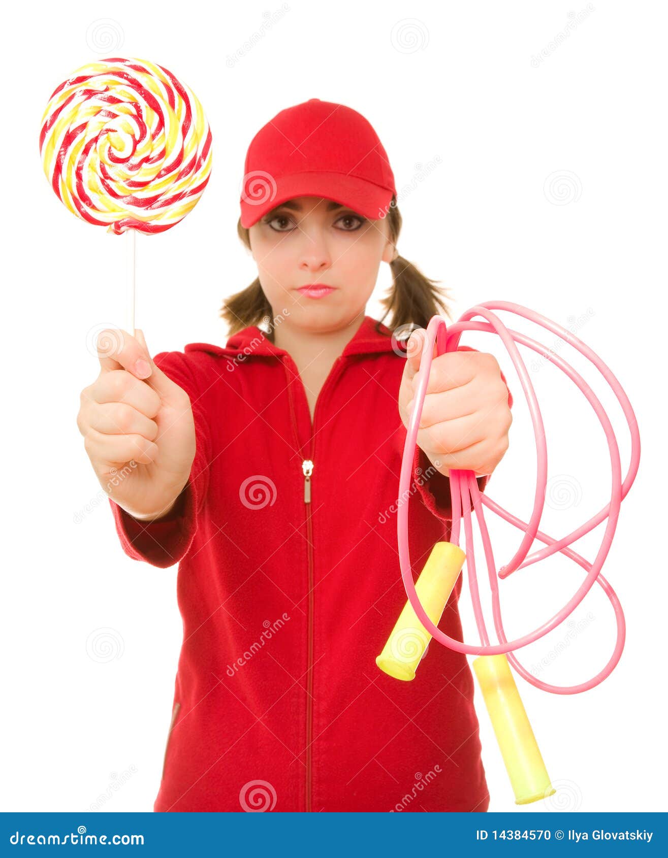 Woman with Lollipop and Jump Rope Stock Photo Image of dress