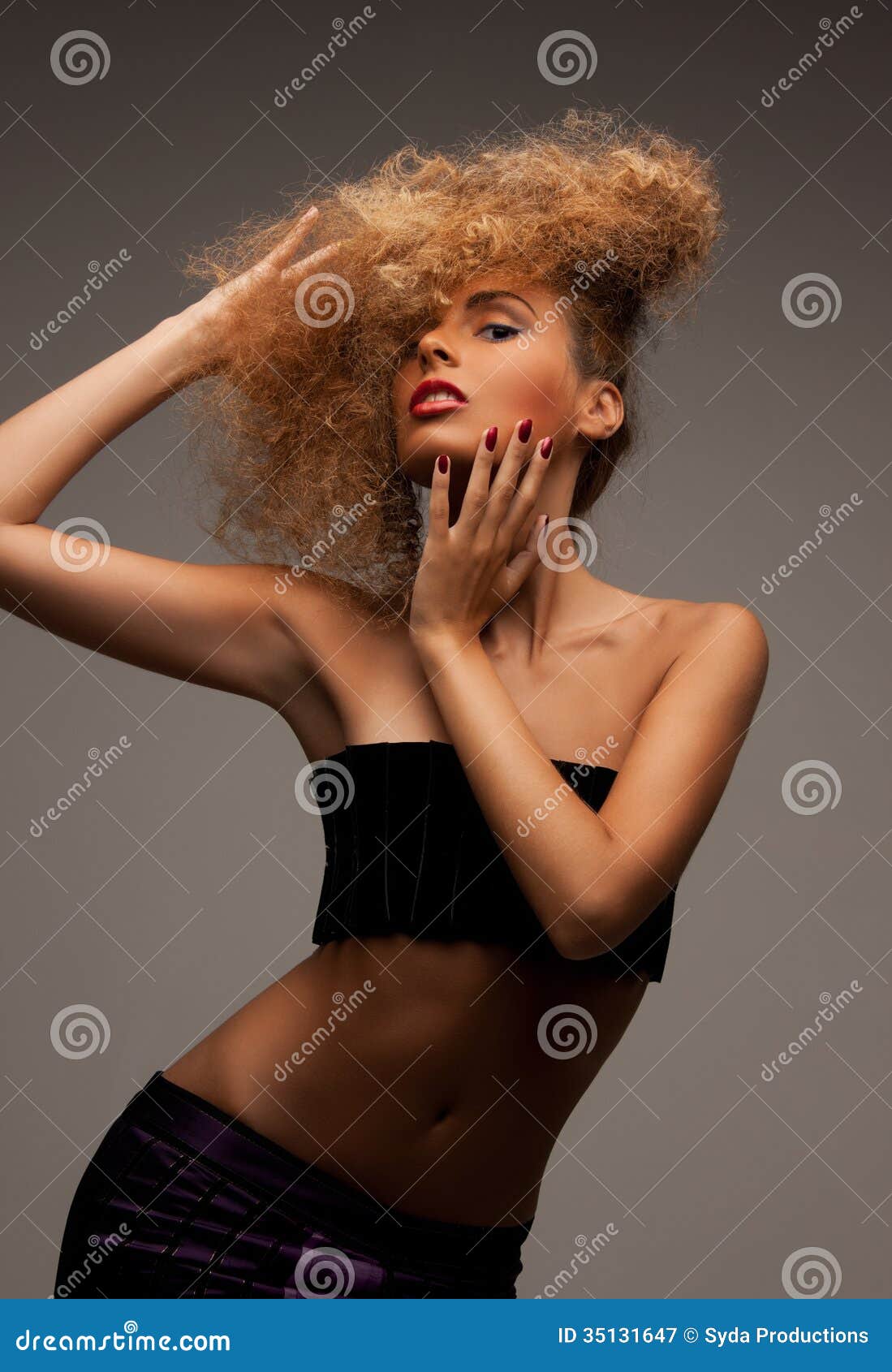 Woman With Long Curly Hair Stock Image Image Of Coifurre