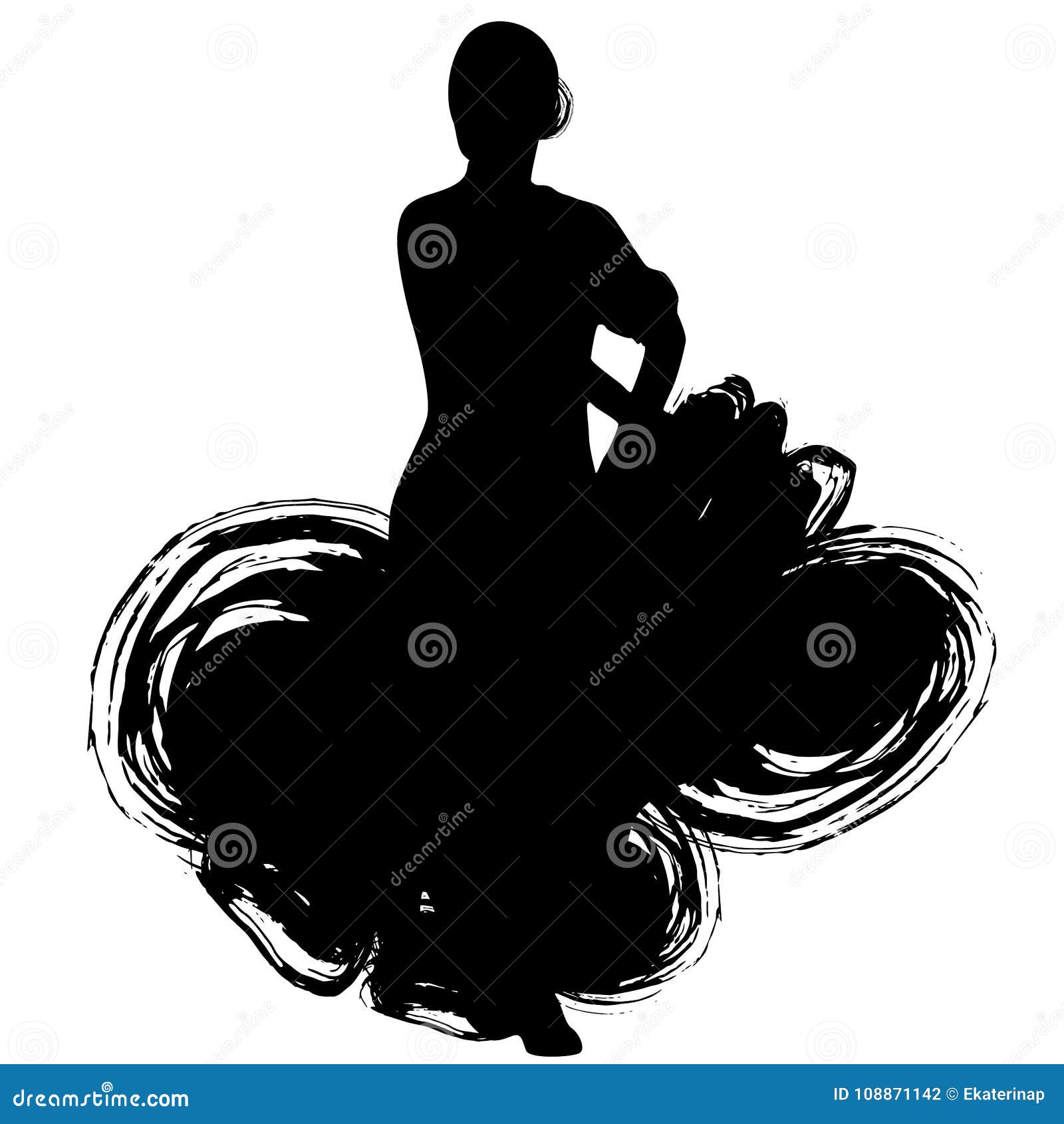 Woman in Long Dress Stay in Dancing Pose. Flamenco Dancer Spanish ...