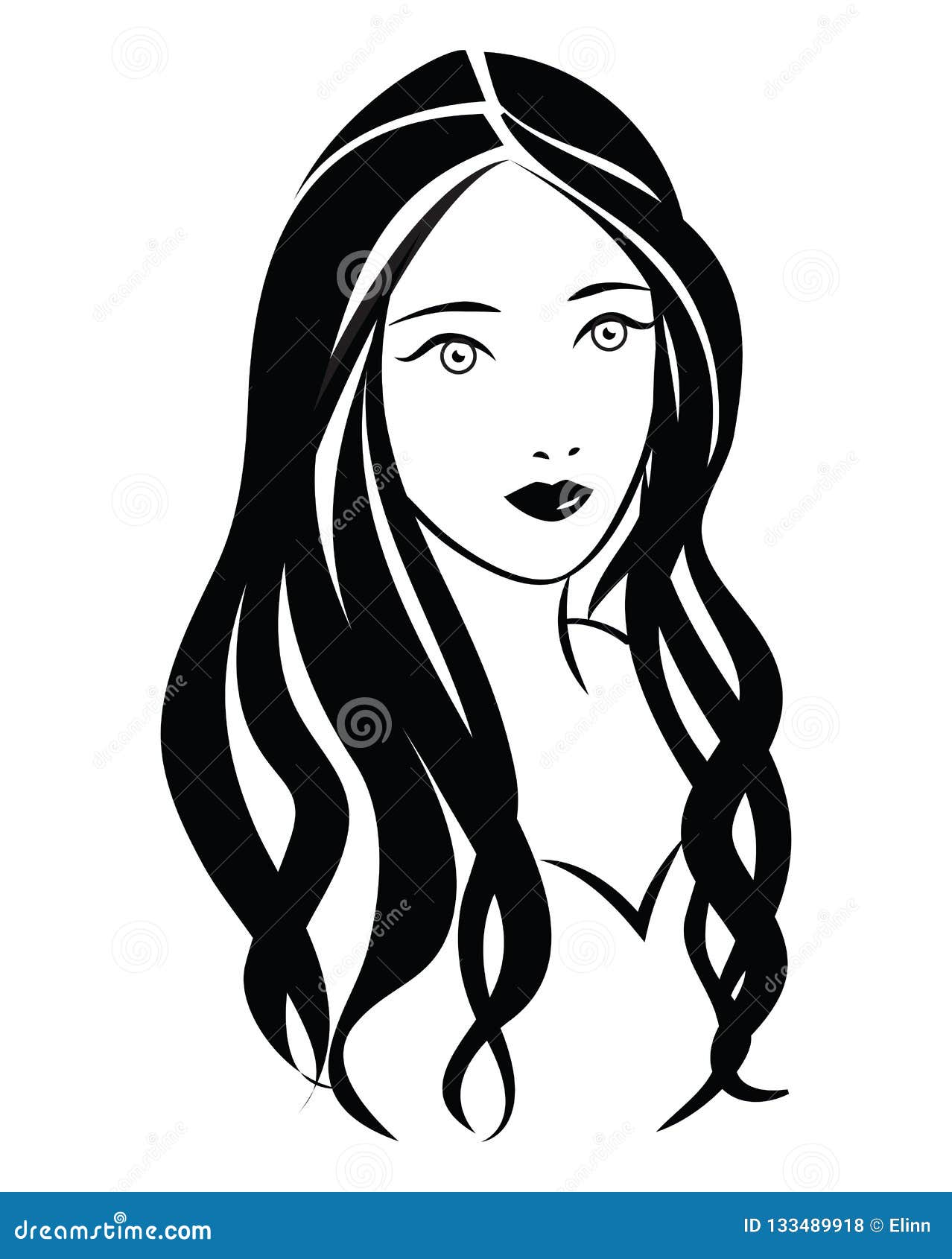 Woman with long hair logo stock vector. Illustration of salon - 133489918