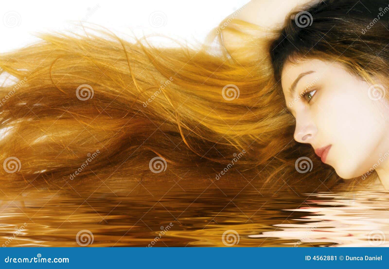 Woman With Long Hair In Water Stock Image - Image: 4562881