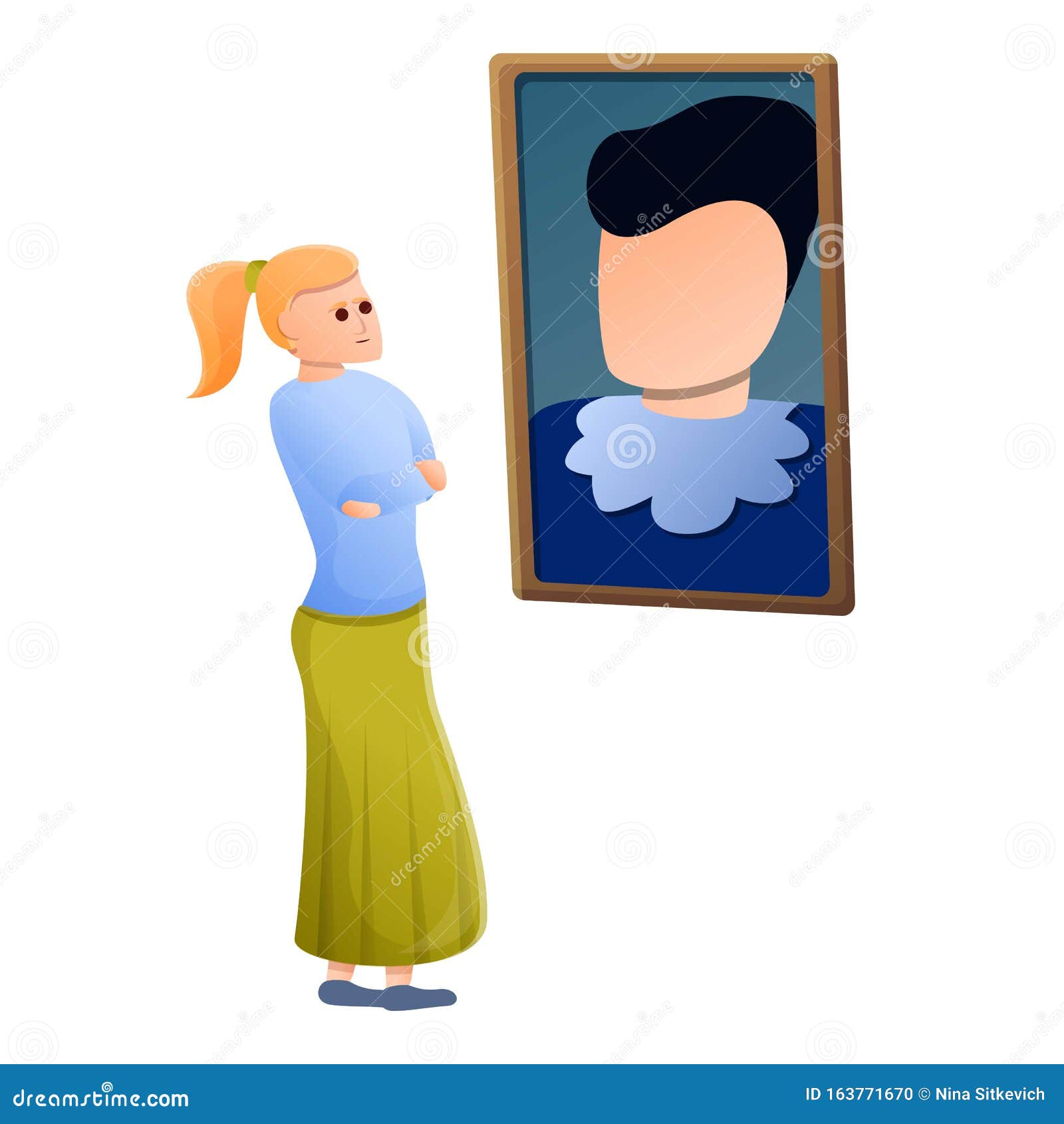 Woman Look Gallery Picture Icon, Cartoon Style Stock Vector ...