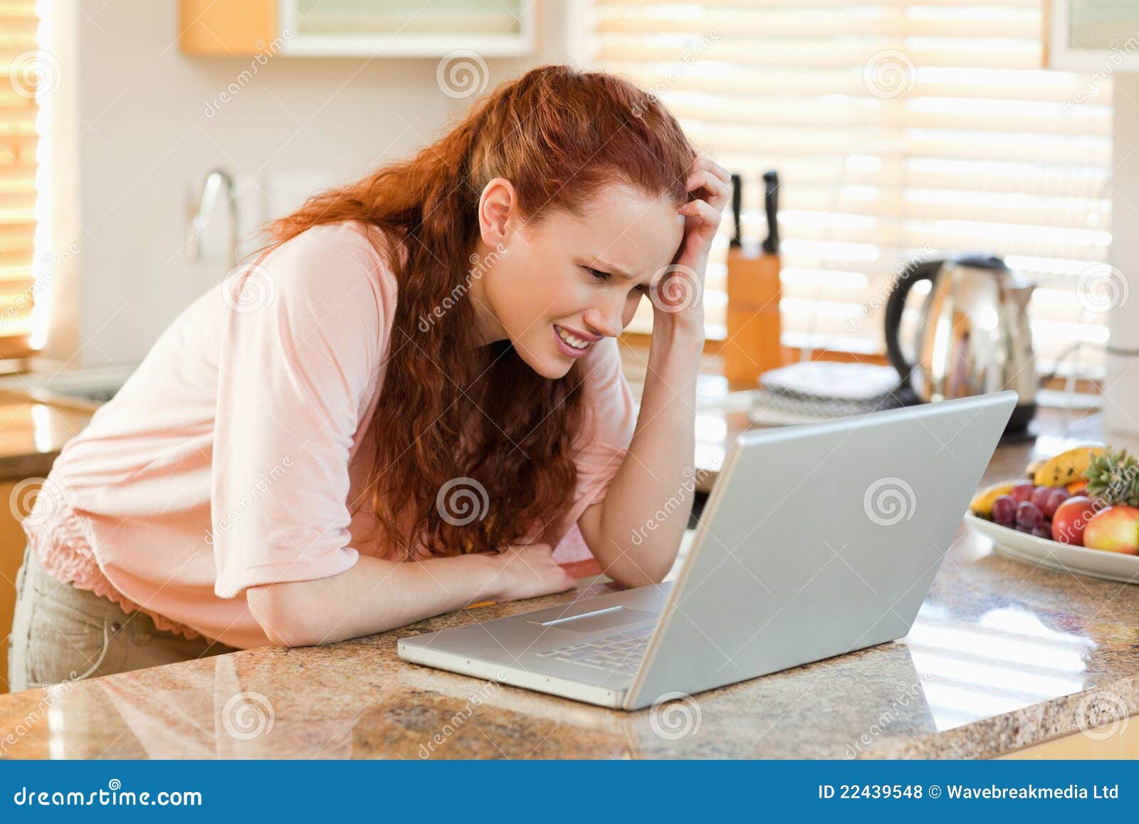 Woman Looking Confused at Her Laptop Stock Photo Image of indoors