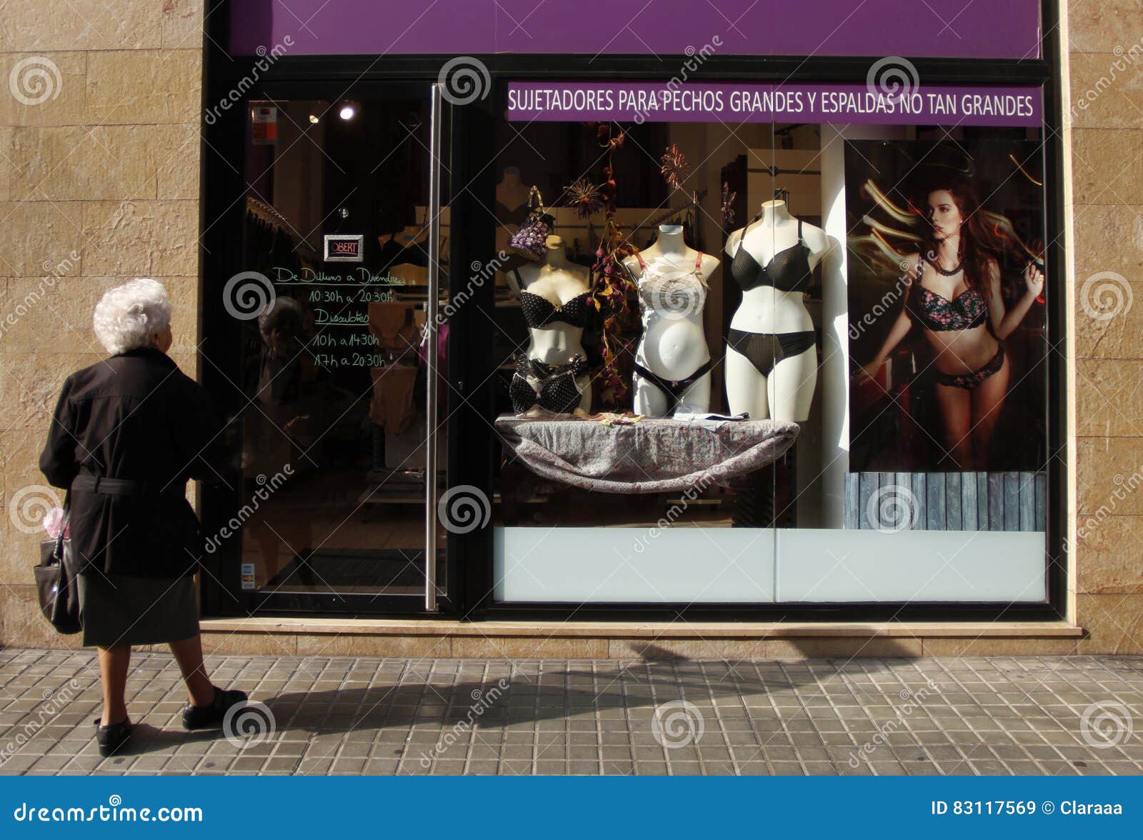 Woman Looking at the Showcase of a Bras Store with Big Sizes Editorial  Stock Image - Image of looks, grandmother: 83117569