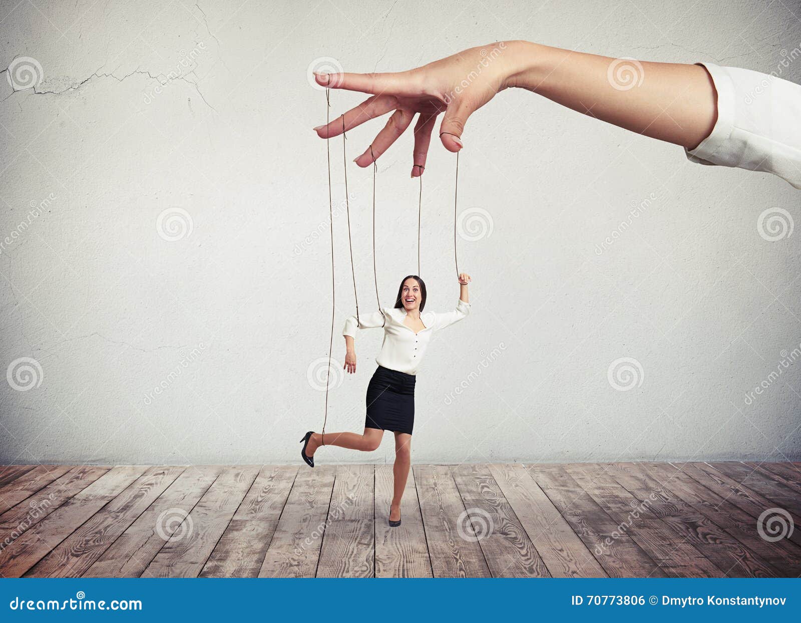 woman looks like a puppet on strings