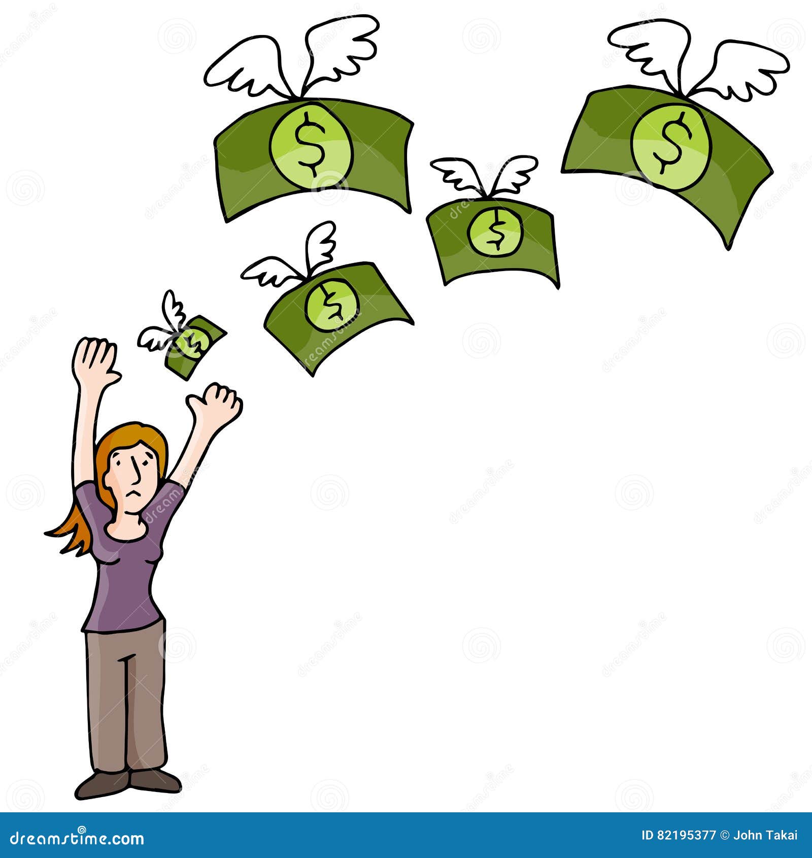 Woman Losing Money stock vector. Illustration of white - 82195377
