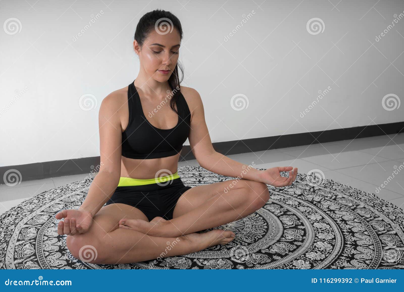 Chinese Woman Sitting Yoga Mat Bound Angle Pose Stock Photo, 53% OFF