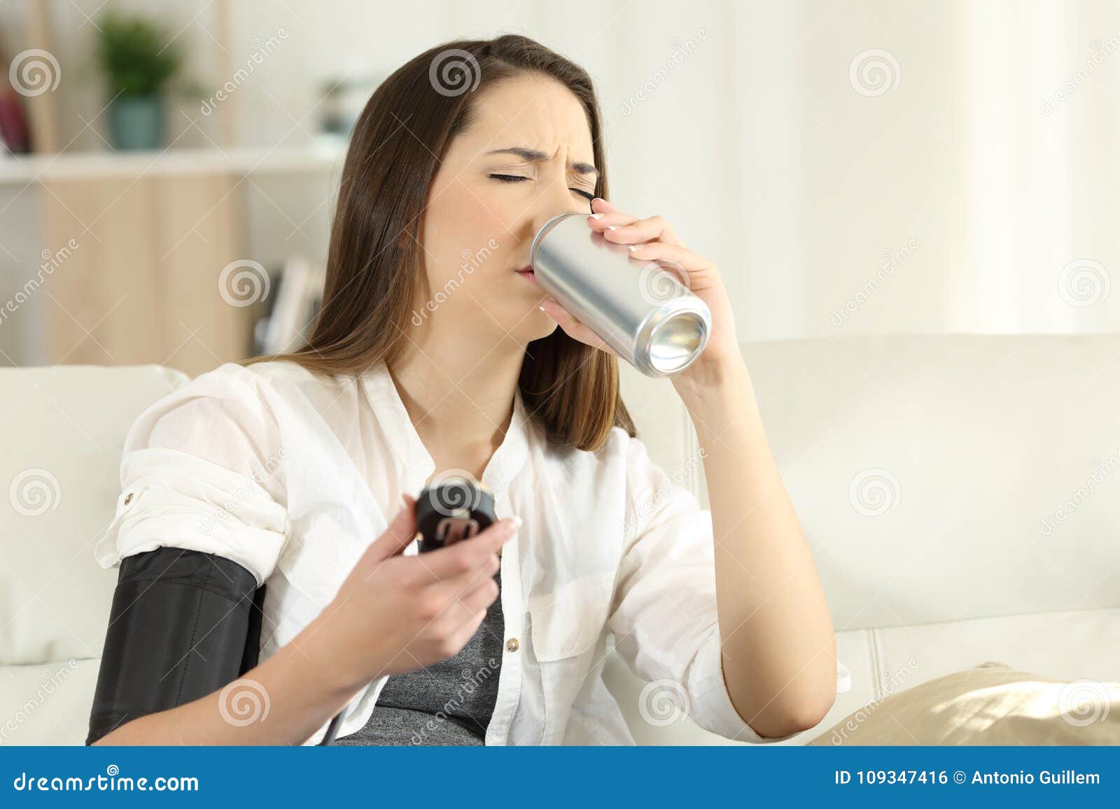 woman with low blood pressure drinking sweet soda