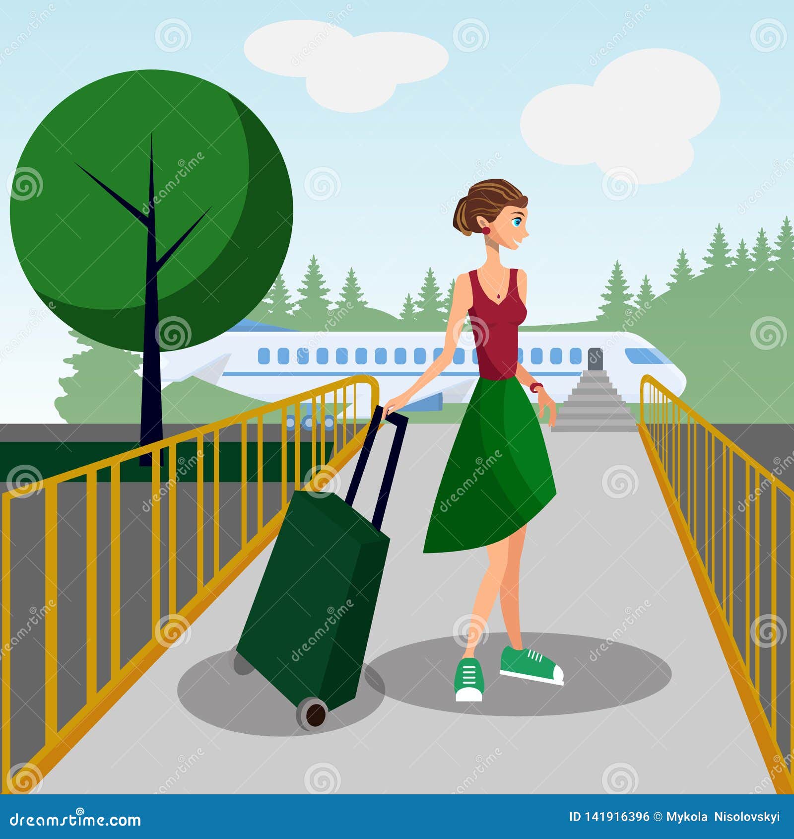 Woman with Luggage in Airport Vector Illustration Stock Vector - Illustration of character, element: 141916396 Woman with Luggage in Airport Vector Illustration Stock Vector - Illustration of character, element: 141916396