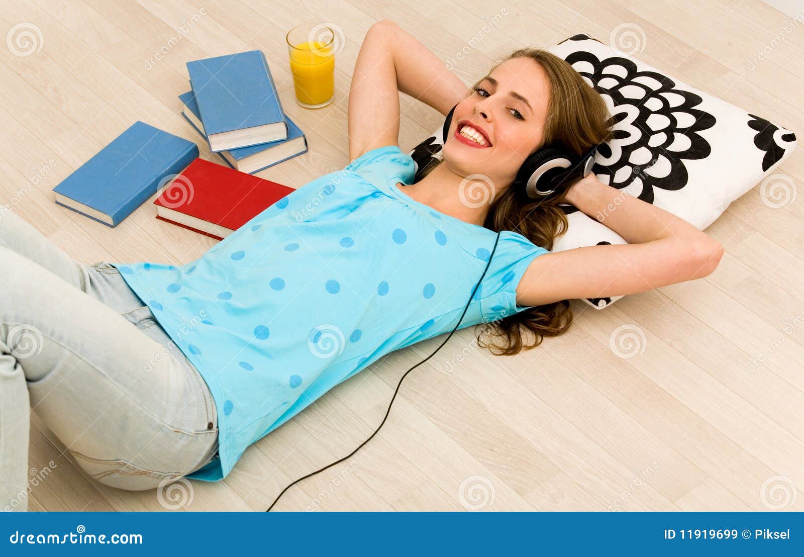 Woman lying on floor stock image. Image of books, casual - 11919699