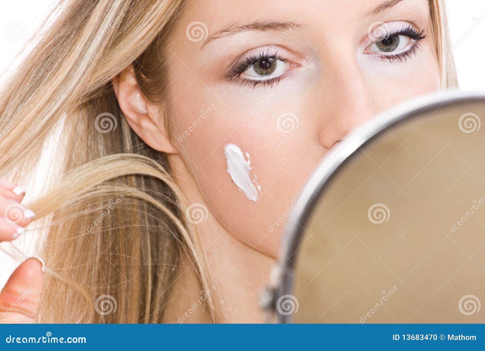 Woman makeup in mirror stock photo. Image of health, lady 13683470
