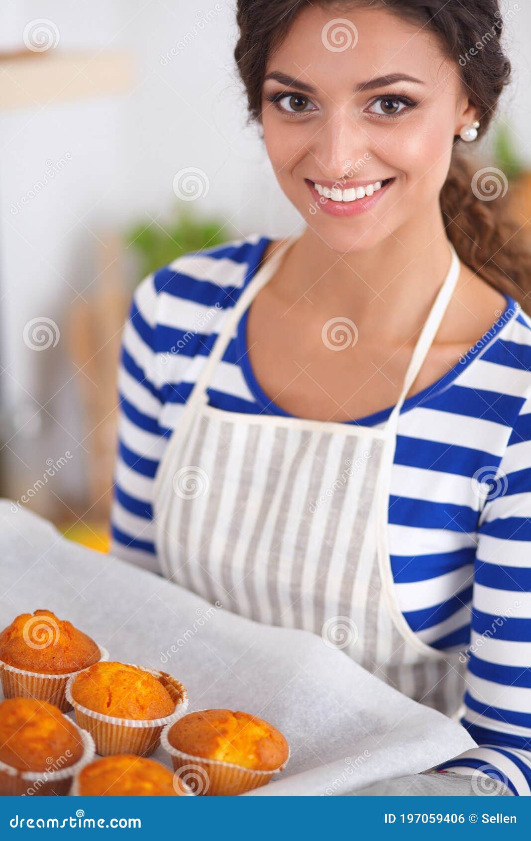 Woman is Making Cakes in the Kitchen Stock Photo Image of baking