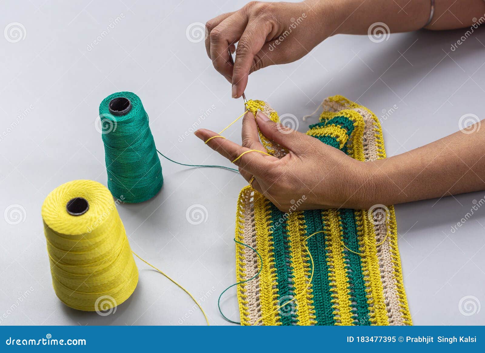 Woman Crocheting Pattern with Crochet Hook Close-up Stock Image - Image of  colored, fashion: 183477395