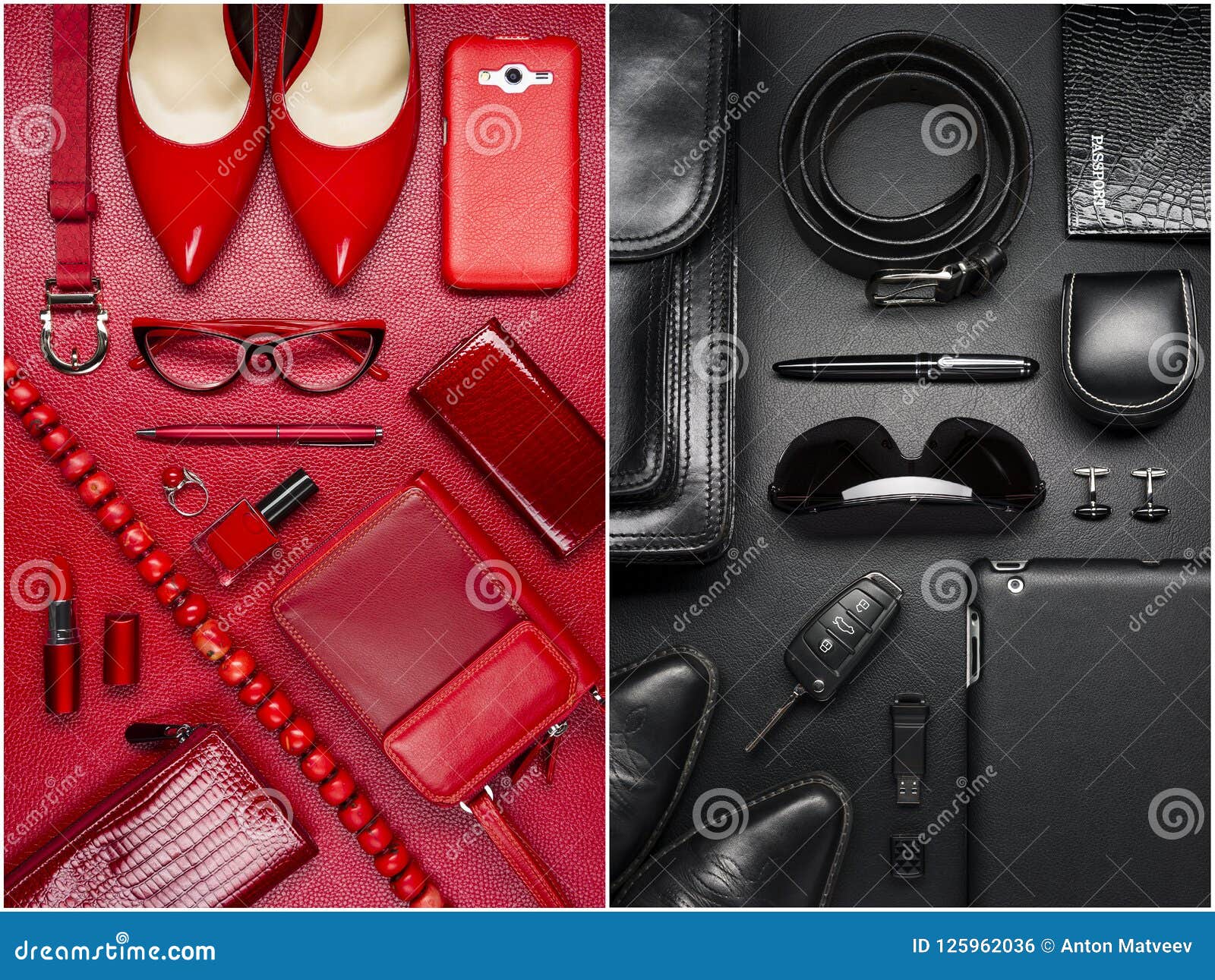 Woman and Man Accessories Concept Stock Photo - Image of