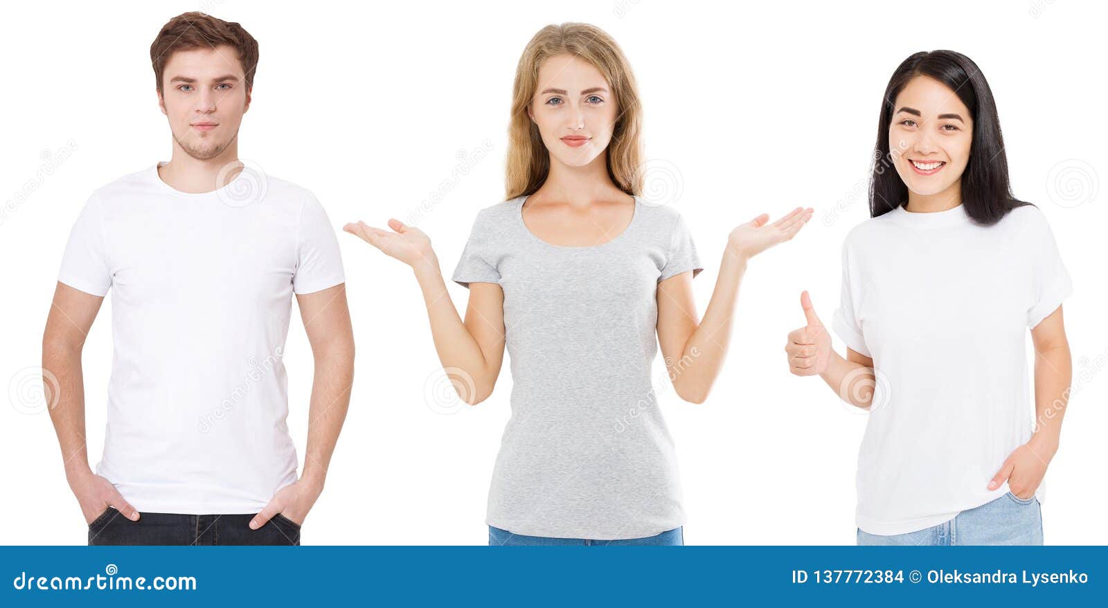 Download Woman And Man In Blank Template T Shirt Isolated On White ...