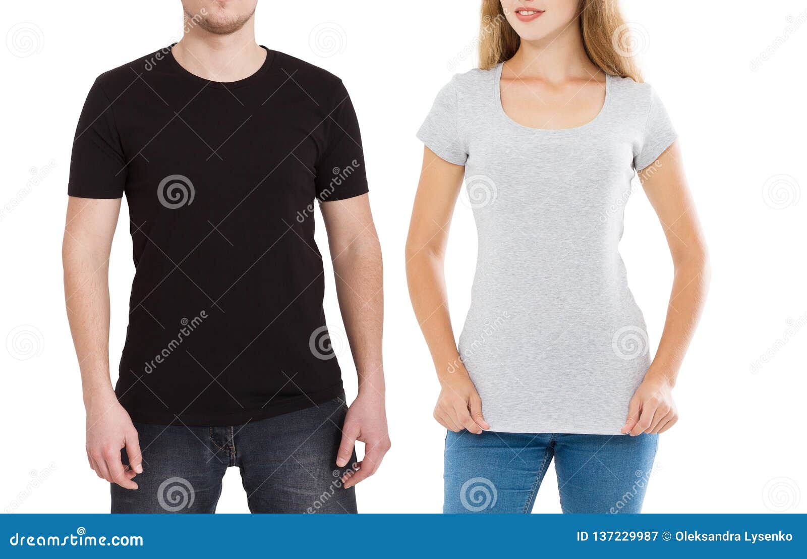 Download Woman And Man In Blank Template T Shirt On White ...