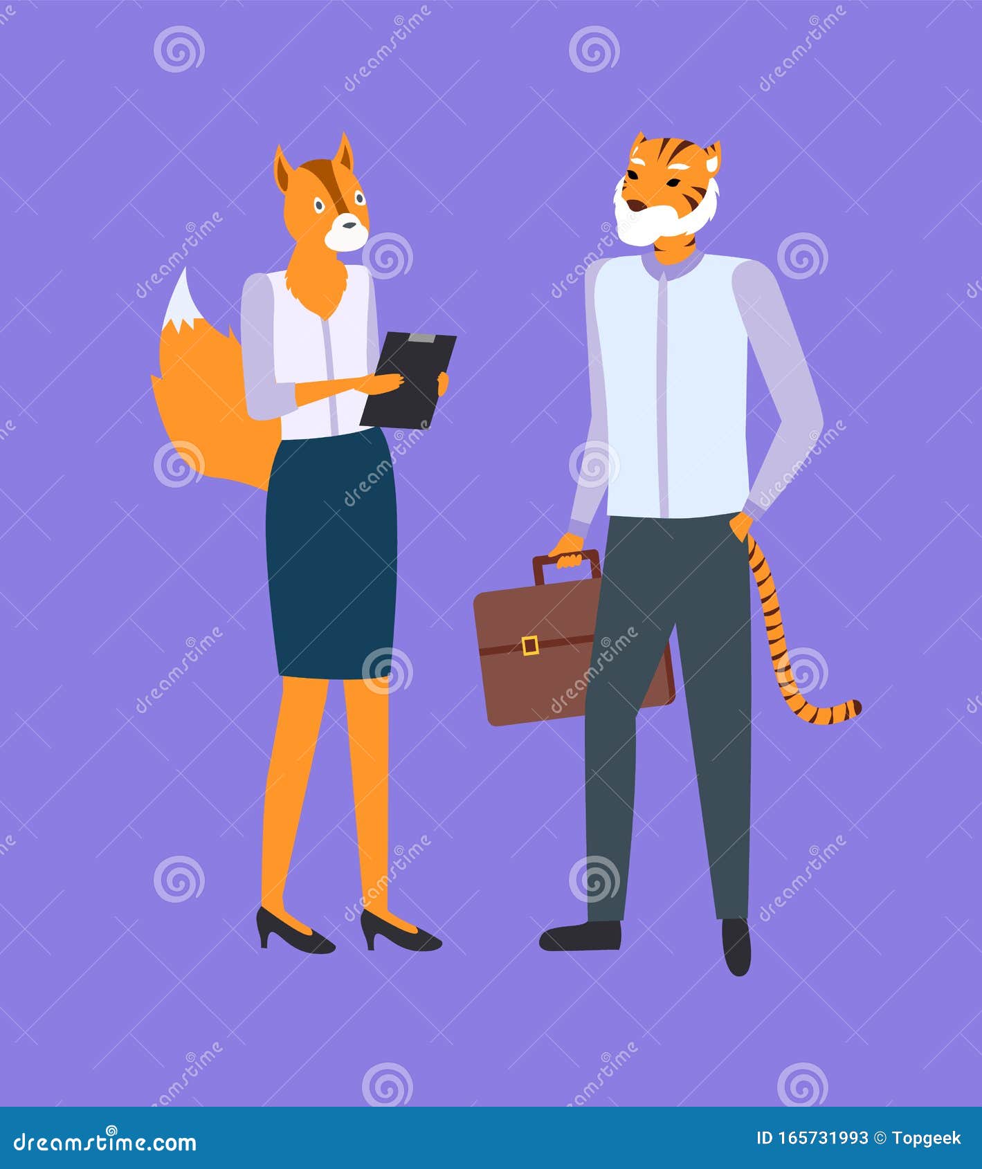 Woman and Man Hipster Animal Business Team Vector Stock Vector -  Illustration of formal, guide: 165731993