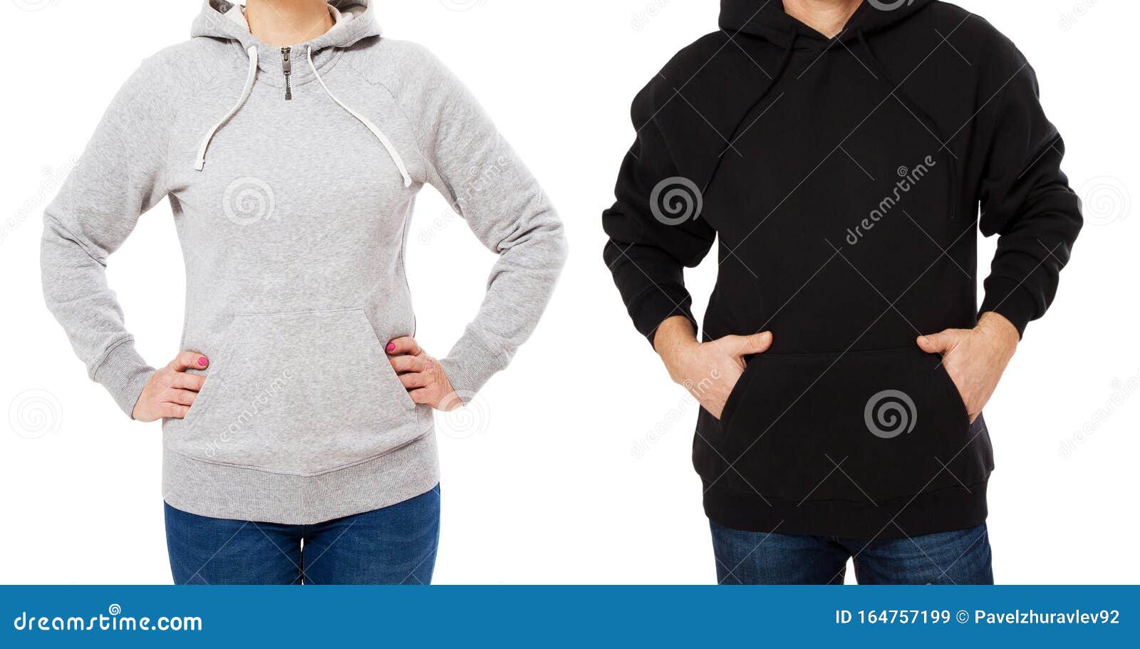 Download Woman And Man In Hoodie Mock Up Isolated On White ...