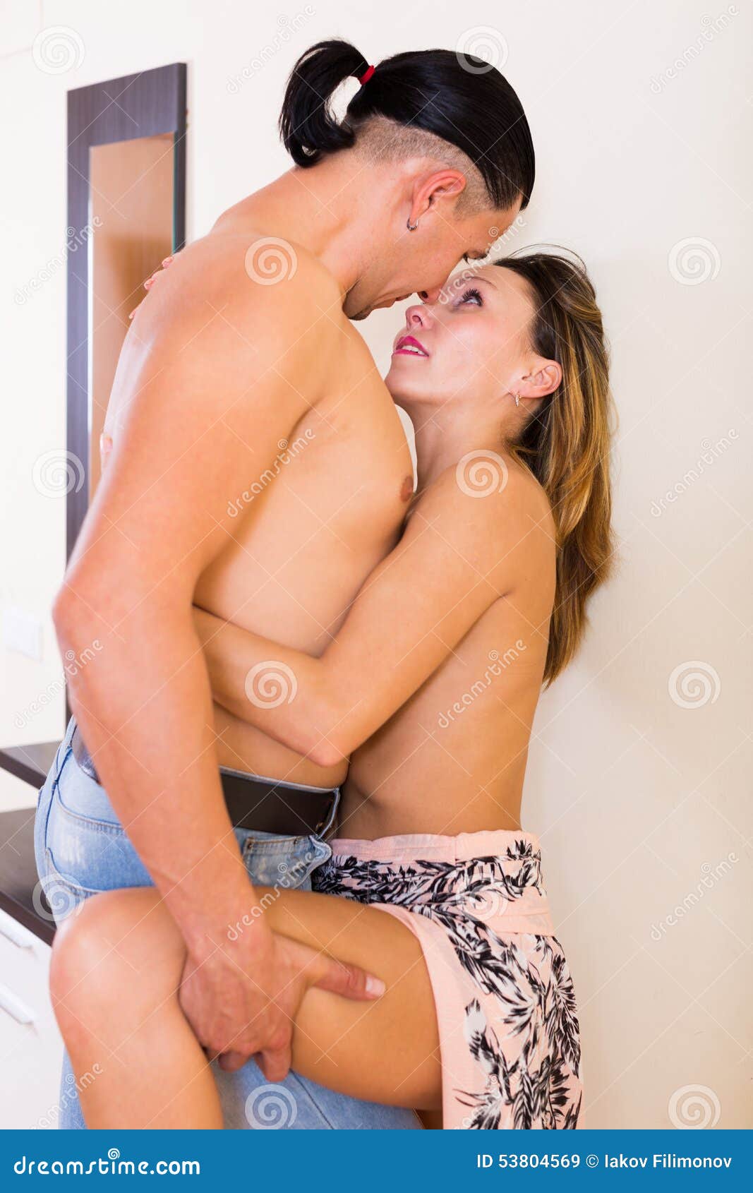 Woman and man making sex stock image