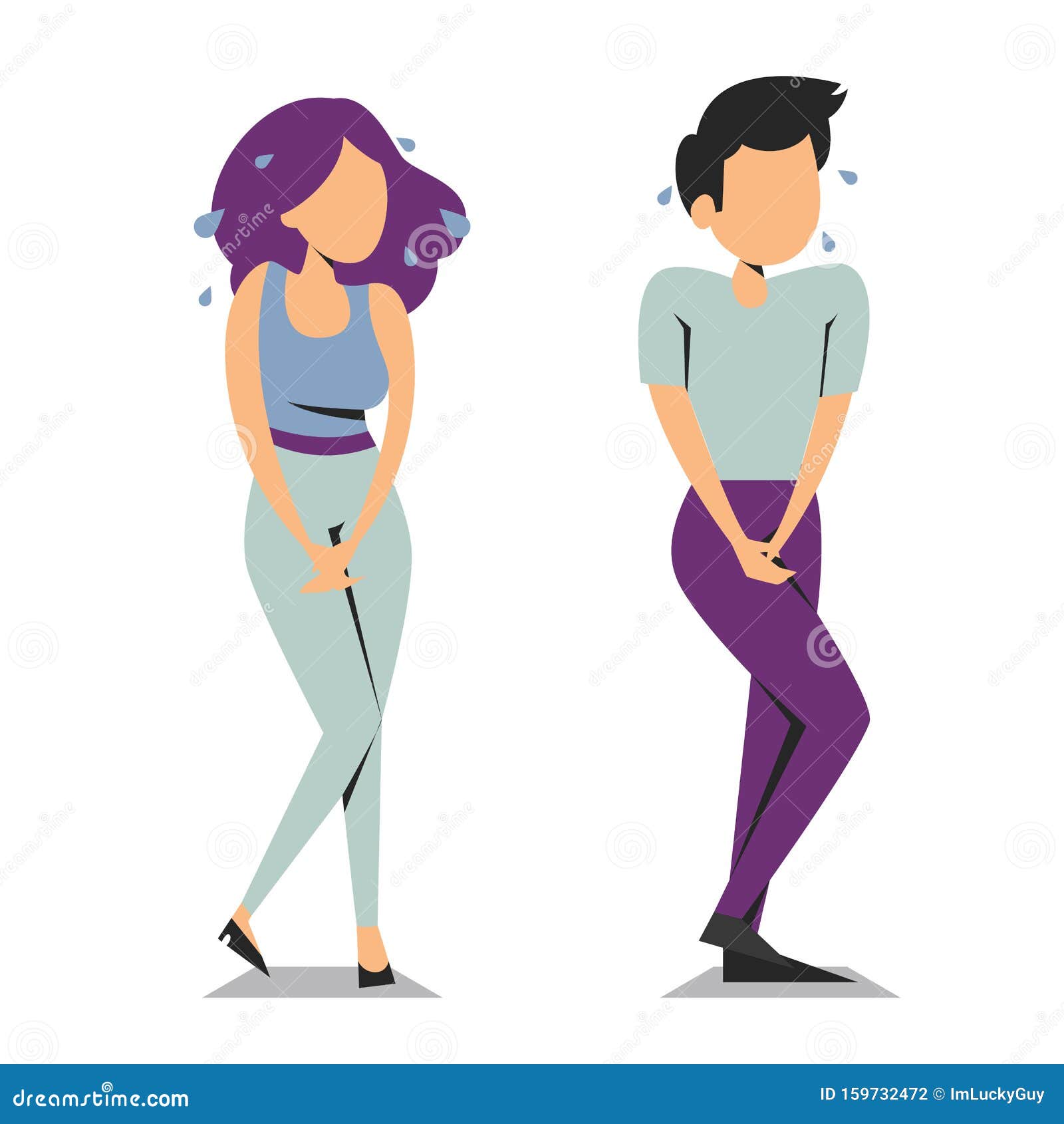 Woman and Man Standing and Want To Pee Stock Illustration - Illustration of  funny, suffer: 159732472