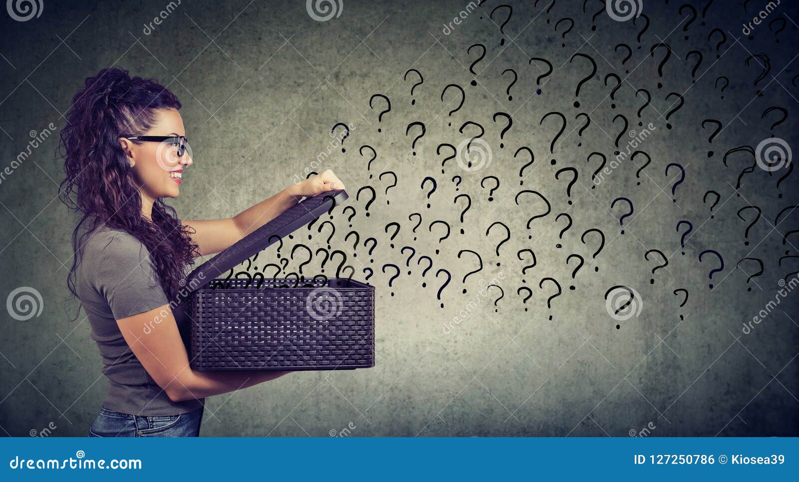 woman with many questions looking for an answer