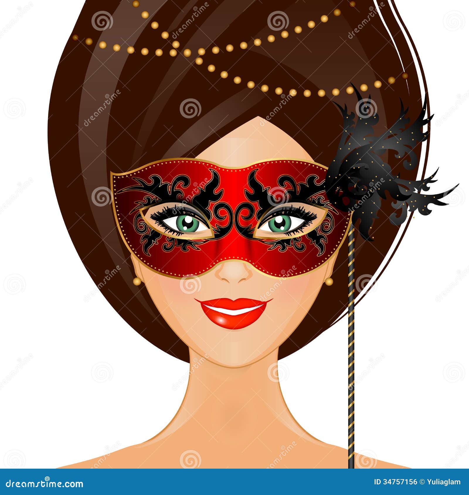Download Woman with mask stock vector. Illustration of girl, halloween - 34757156