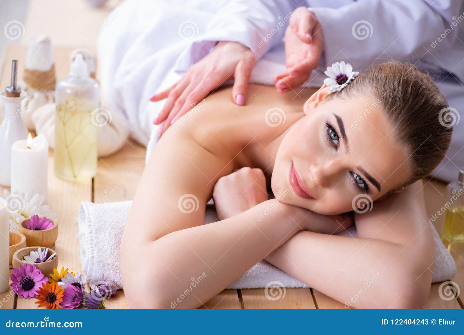 The Woman During Massage Session In Spa Stock Image Image Of