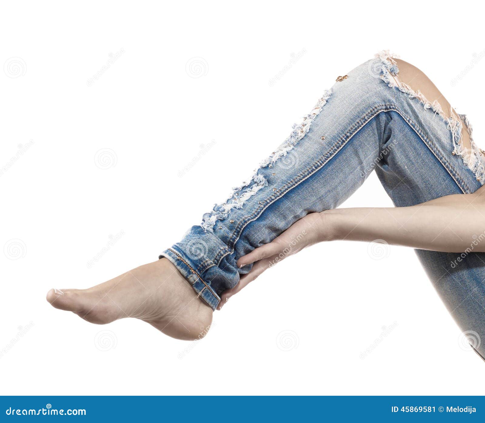 Woman Massaging Her Calves - Anatomy Muscles. Stock Image - Image of ...