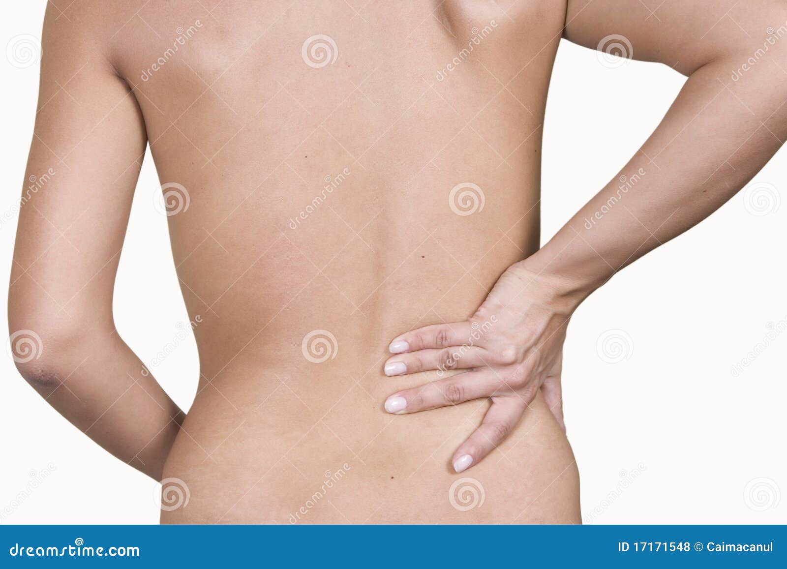 woman massaging lower pain back