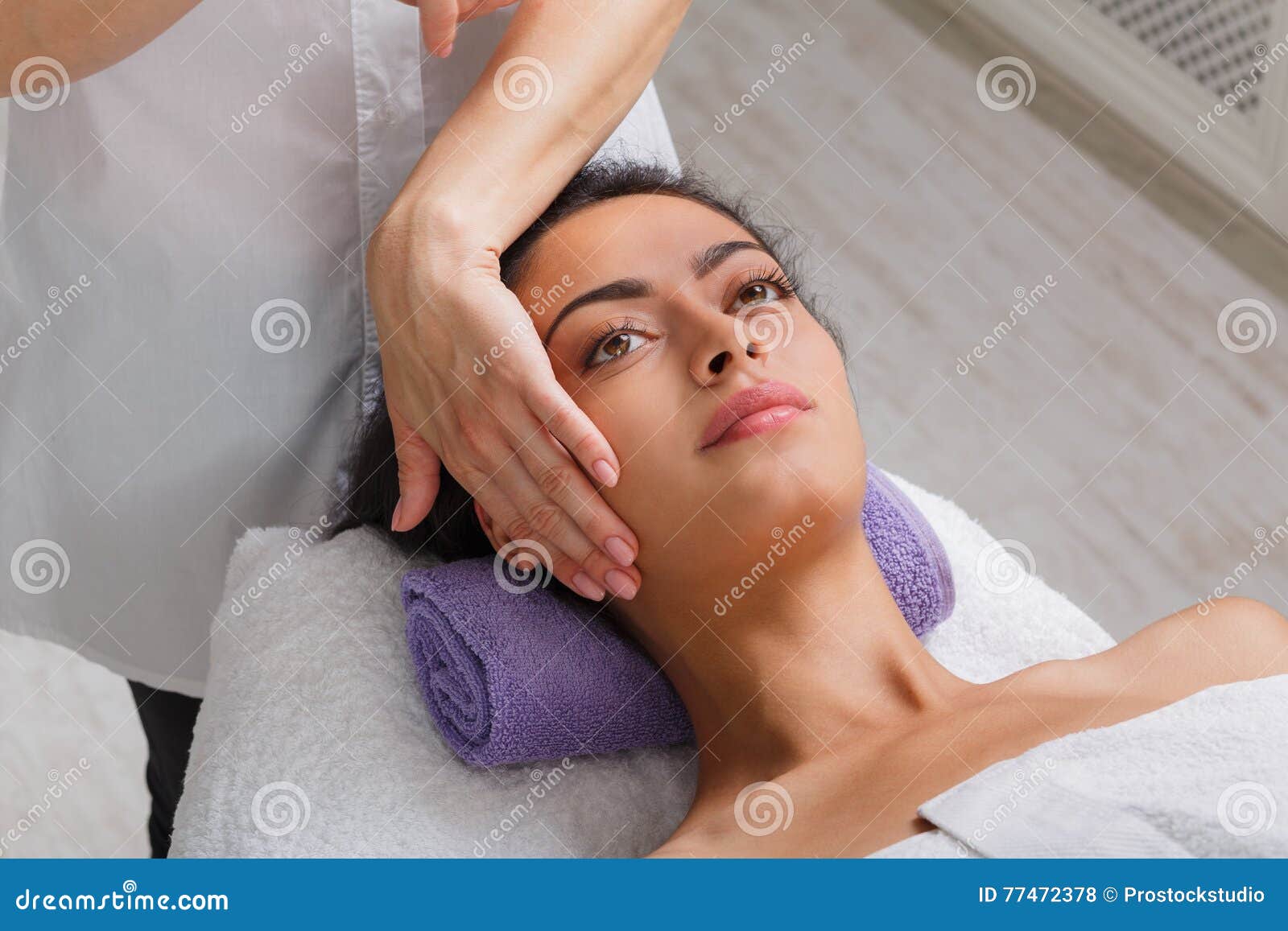 Woman Massagist Make Face Lifting Massage In Spa Wellness