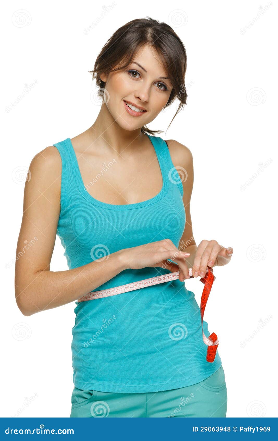 Woman Measuring Her Waist With A Measuring Tape Royalty Free Stock