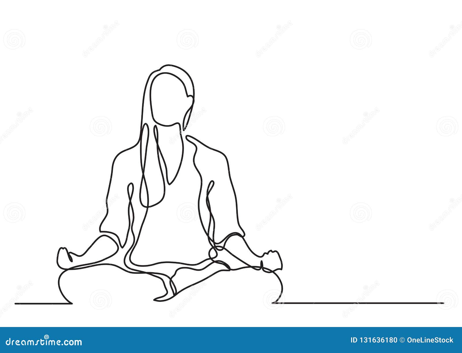 Woman Meditating Continuous Line Drawing Stock Vector Illustration