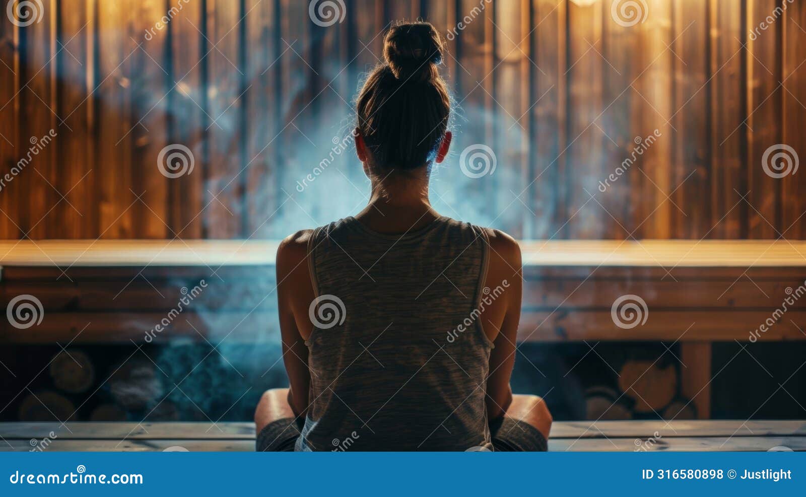 a woman meditating in the sauna her mind filled with positive affirmations and visualizations of her desired future.