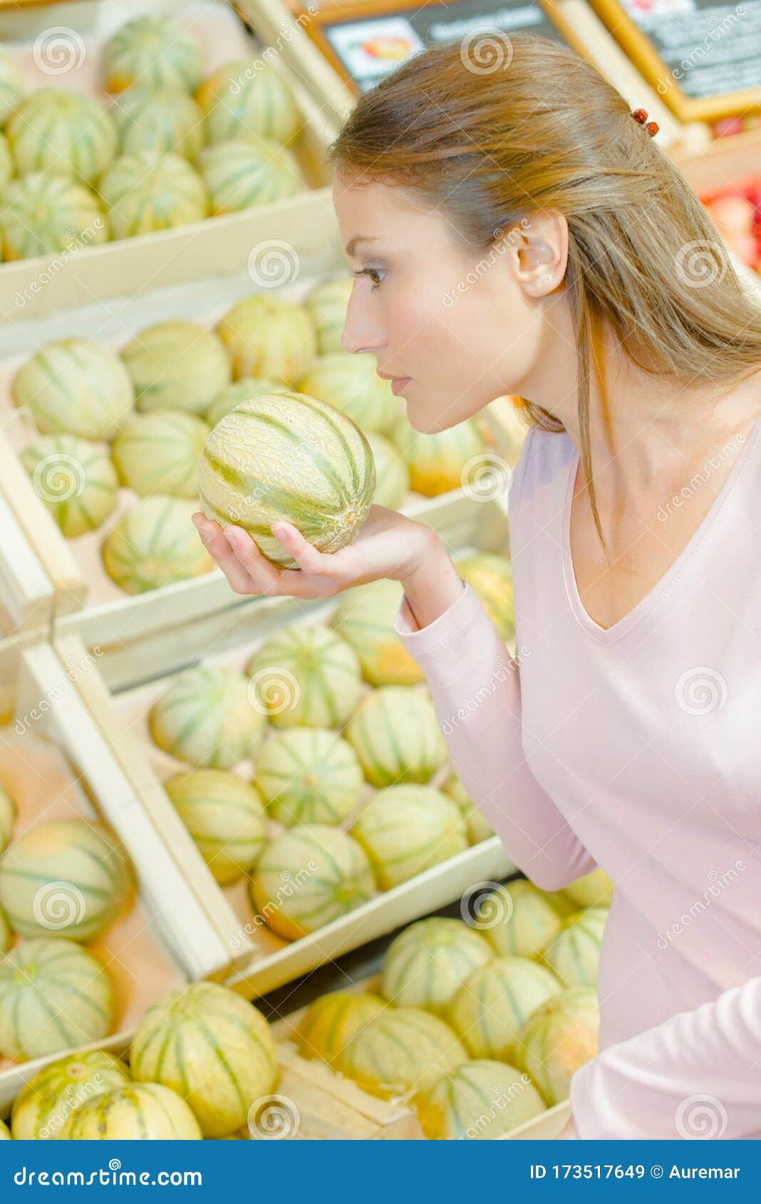 Woman with melon stock image. Image of ripe, female 173517649