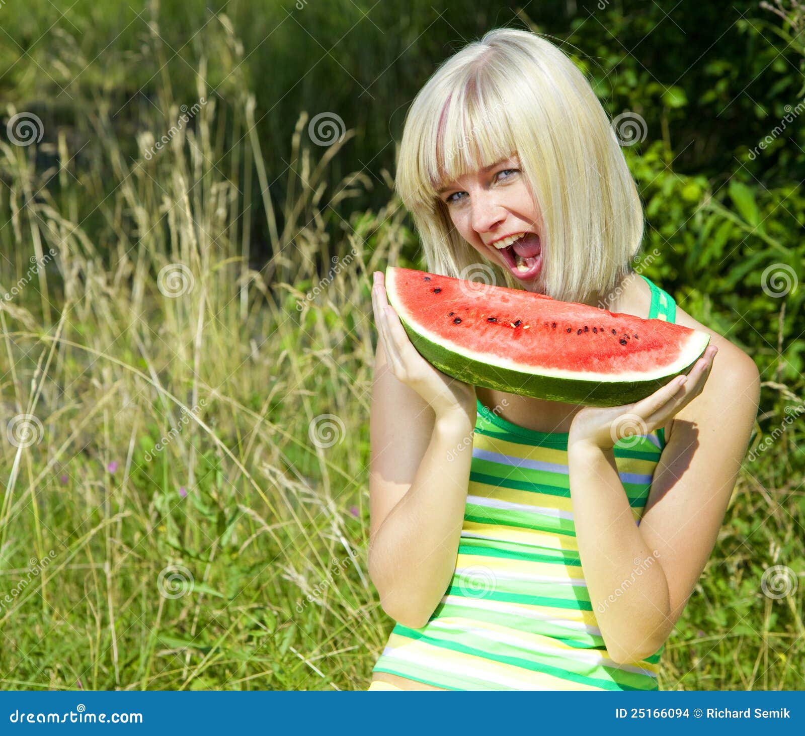 Woman with melon stock photo. Image of eating, exteriors 25166094