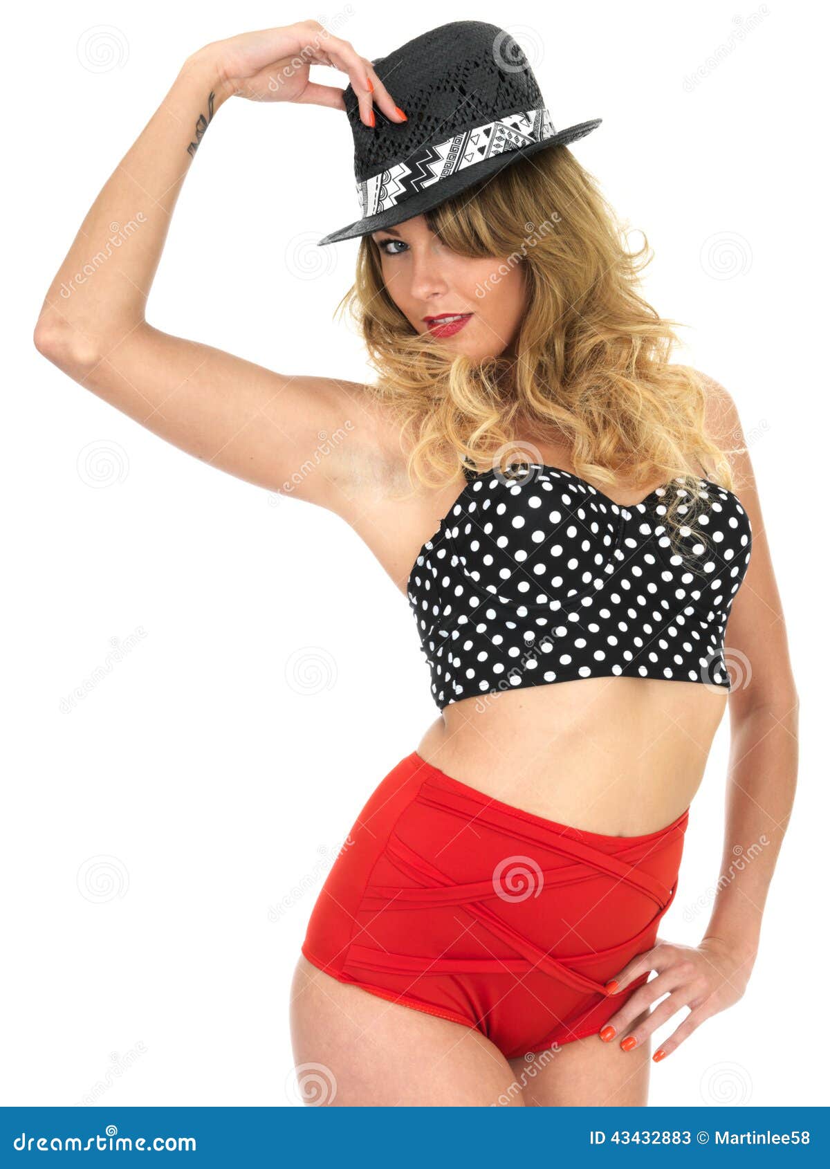 Young Woman Modelling Vintage Pin Up Bikini