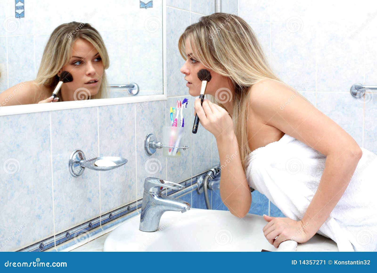 Woman during daily Morning Routines Stock Image Image of face