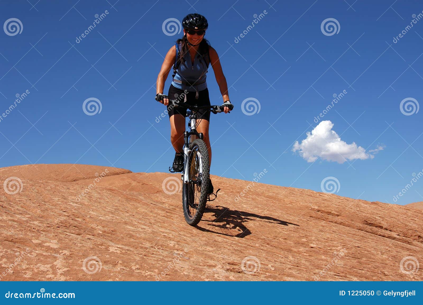 Woman Mountain Biking Stock Photo Image 1225050