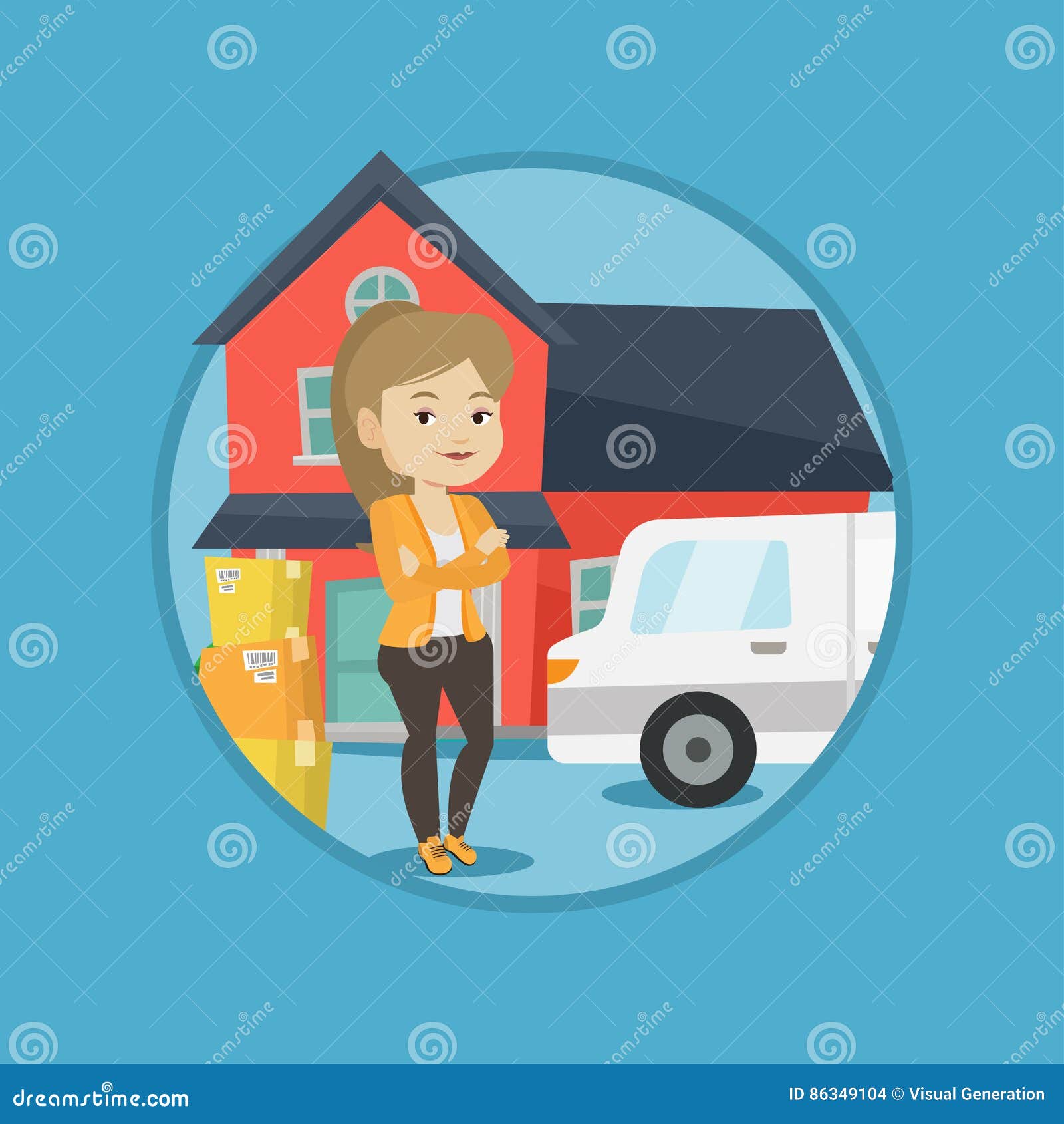 Download Woman Moving To House Vector Illustration. Stock Vector ...