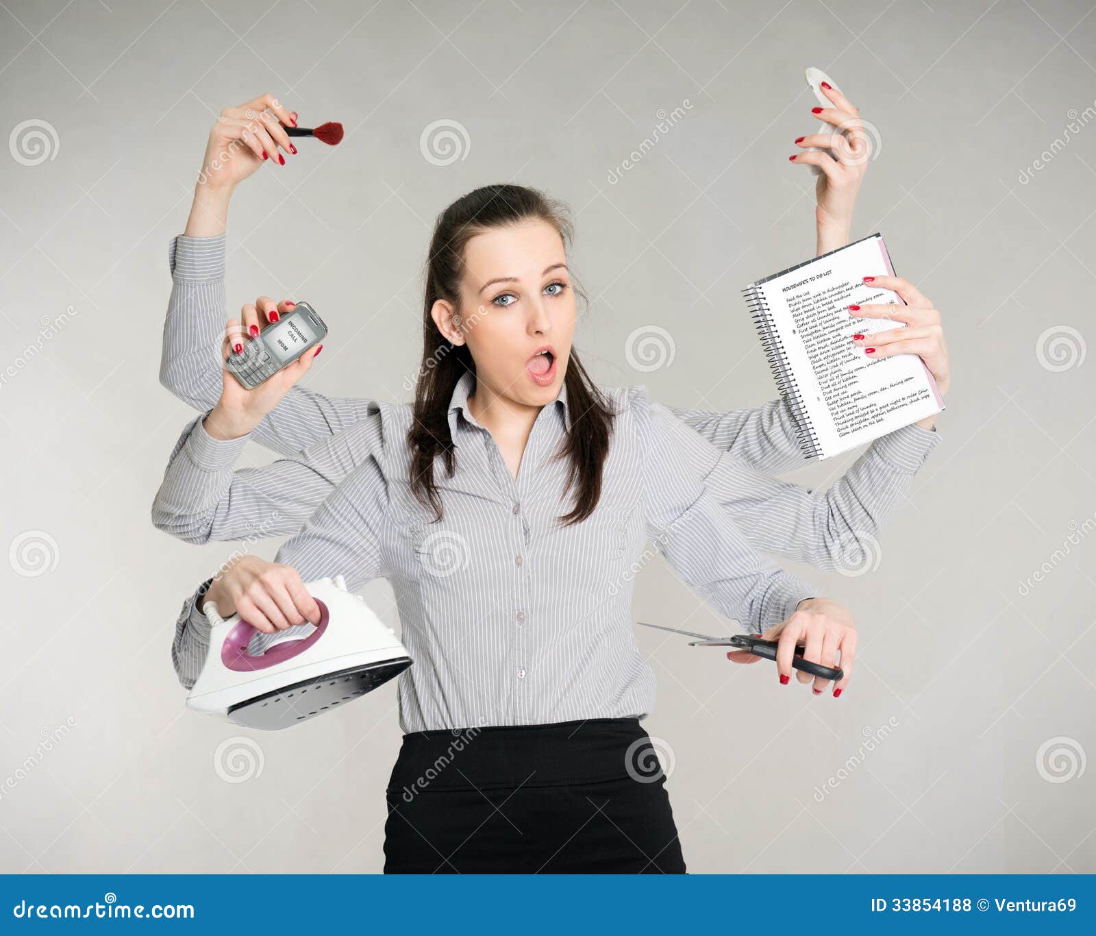 woman multitasking her work