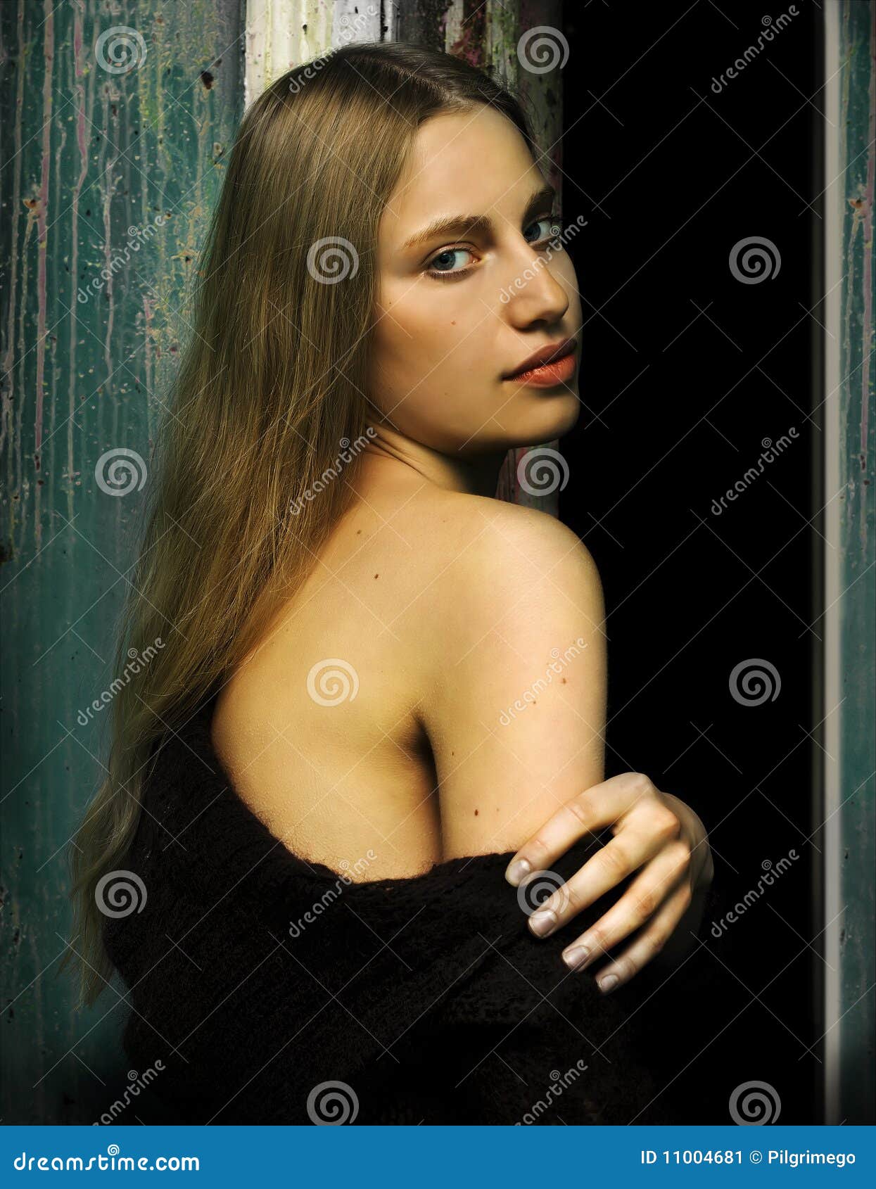 Beautiful Brunette Woman Portrait Hand On Stock Photo 