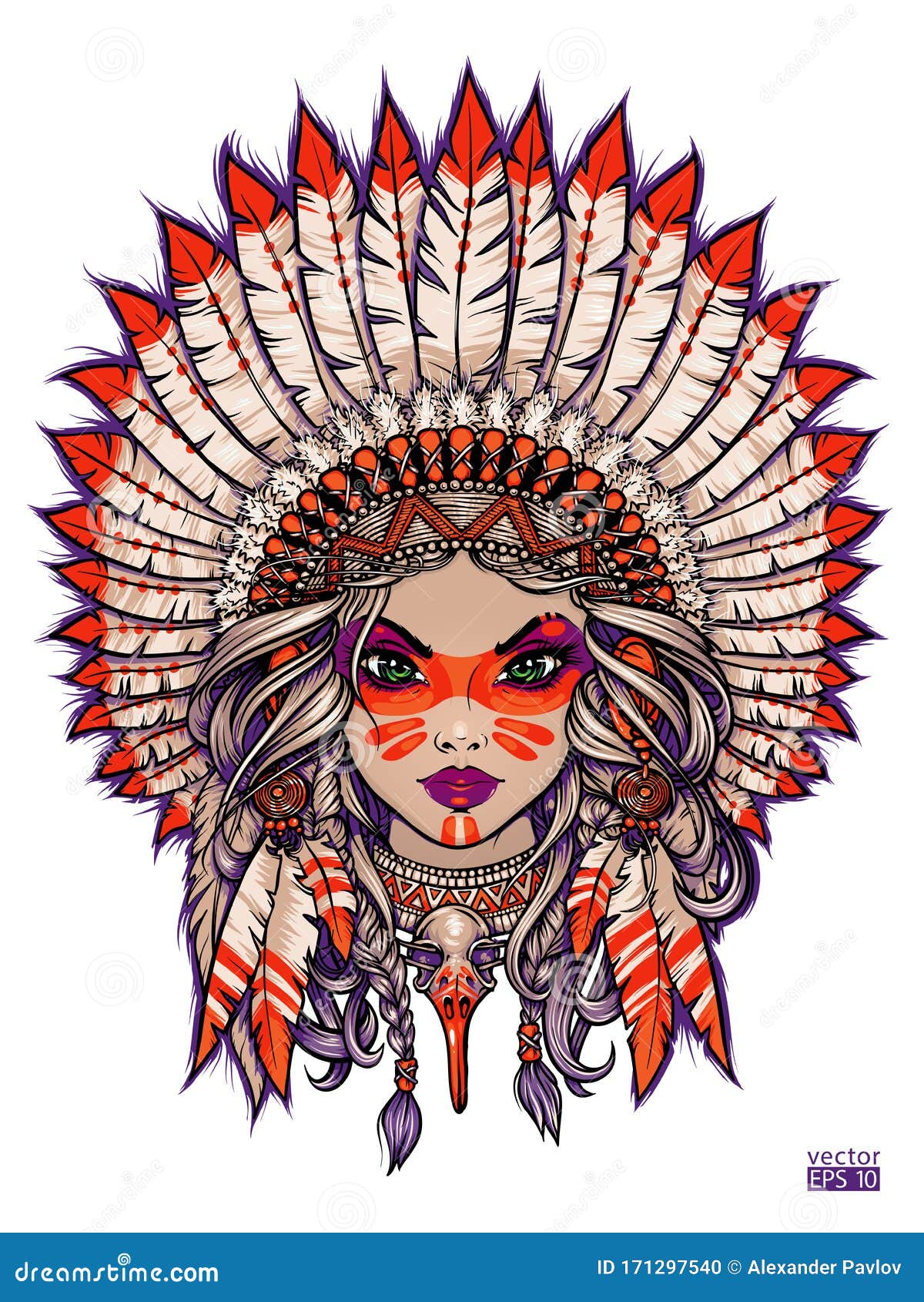 Download Woman In Native American Traditional Headdress With ...