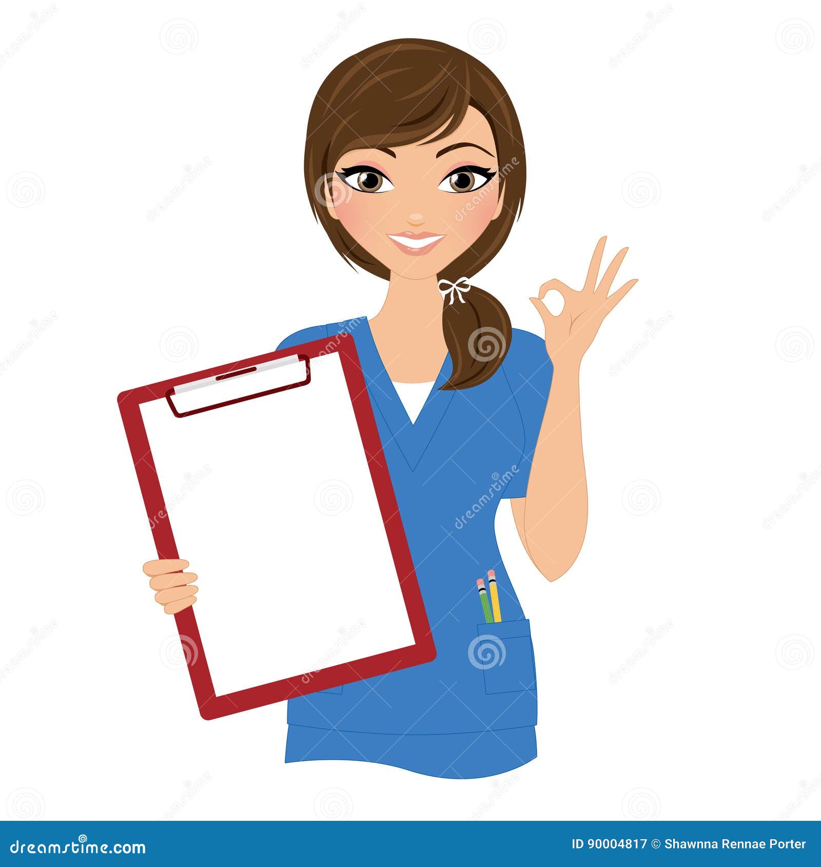 Woman Nurse Thinking Showing Clipboard Royalty-Free Stock Photo