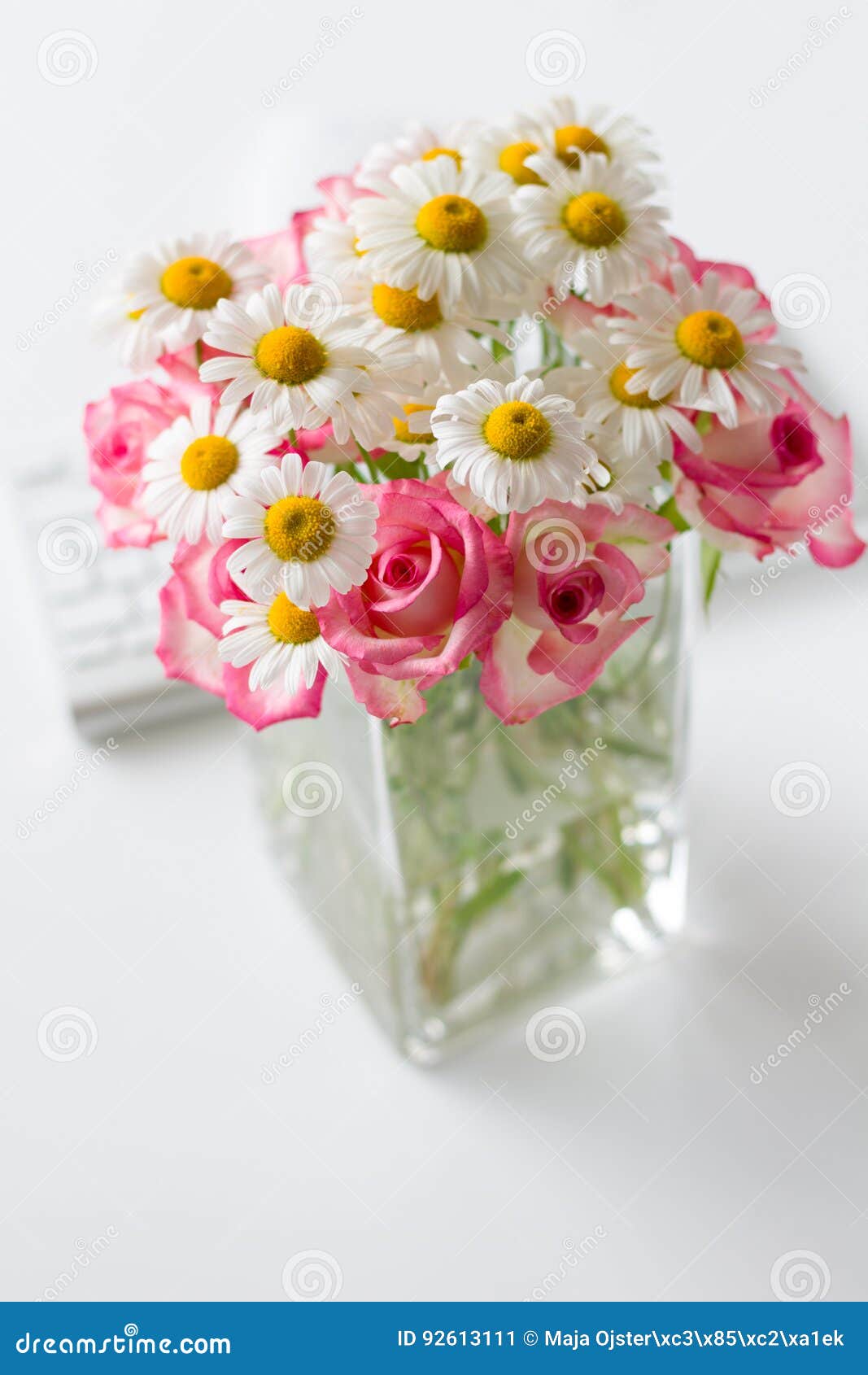 Woman Office Desk With Blossom Flowers Stock Image Image Of